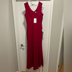 Dress the Population Vibrant Red V-Neck Dress